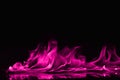 Beautifu pink fire flames on a black background. Royalty Free Stock Photo