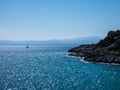 Beautifu sea view on a sunny day in Salou, Spain. Mediterranian sea