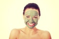 Beautifu toplessl woman with facial mask. Royalty Free Stock Photo