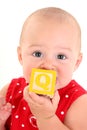 Beautiful 10 Month Old Baby Girl With Toy Block Royalty Free Stock Photo