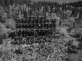 Aerial drone photo - Abandoned mine shack in the Colorado Rocky Mountains