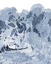 Beautiful abstract acrylic painting background. Marble texture. Mixed blue, light grey, indigo paints on wet paper Royalty Free Stock Photo