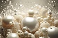 Beautiful abstract background with shiny balls. A set of pearl bubbles. Created using generative AI Royalty Free Stock Photo