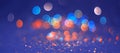 Beautiful abstract blue orange bokeh background. Colored lights blurred Royalty Free Stock Photo