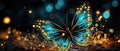 Beautiful abstract butterfly, surreal glowing butterfly in dark space, Generative AI Royalty Free Stock Photo