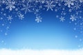 Beautiful abstract Christmas winter snow landscape background with snowflakes Royalty Free Stock Photo