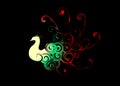 Beautiful Abstract and colorful animal culex swan or peacock bird silhouette wallpaper