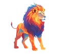 Beautiful abstract colorful lion made in polygonal style. Mascot of strength in courage of safety