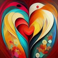Abstract colorful liquid oil painting illustration on heart shape background Royalty Free Stock Photo