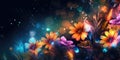 Beautiful abstract colorful night photo floral design background banner. Generative AI AIG32 Royalty Free Stock Photo