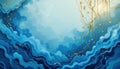Beautiful abstract computer wallpaper with blue waves and golden accents for monitors Royalty Free Stock Photo