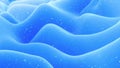 Beautiful abstract 3D surface with glitter sparkles, abstract 3d waves on surface. Blue gradient, soft matte material Royalty Free Stock Photo