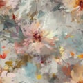 Beautiful abstract flowers with soft boho colors seamless pattern, created with generative AI