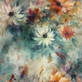 Beautiful abstract flowers with soft boho colors seamless pattern, created with generative AI
