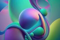 Abstract fluid 3d render holographic iridescent neon curved wave in motion dark background.