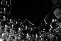 Beautiful abstract foam white bubbles on dark black background and soap black bubble and detergent Royalty Free Stock Photo