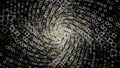 Beautiful abstract futuristic vortex of neon rectangles rotating on the black background. Animation. Abstract moving