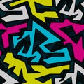 Beautiful abstract graffiti seamless pattern on a black background Royalty Free Stock Photo