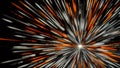 Beautiful abstract hyperspace jump on outer space black background, seamless loop. Animation. Glowing lines around white Royalty Free Stock Photo