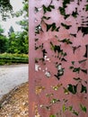 Beautiful abstract metal artistic installation at entrance to park