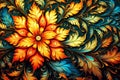 Beautiful abstract multicolored pattern of flowers and leaves.