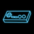 Beautiful abstract neon bright glowing icon, a signboard from an old retro joystick for video games consoles with buttons