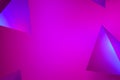 Beautiful abstract pink neon glow, neon pyramid backgrounds. pink and lilac glow on tetrahedrons - 3D rendering. Royalty Free Stock Photo