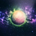 Beautiful abstract planet with colorful nebulae and beautiful stars in space Royalty Free Stock Photo