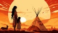 Beautiful Abstract Portrait of Native American Woman Child Royalty Free Stock Photo