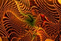 Beautiful abstract psychedelic background with fractals in orange color