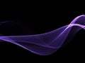 Abstract purple flowing neon wave at black background