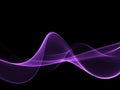 Abstract purple flowing neon wave at black background stock