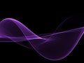 Abstract purple flowing neon wave at black background stock