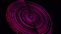 Beautiful abstract round object of pink color. Animation. Abstract disc shaped circular bright glowing form spinning and