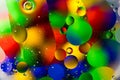 Beautiful abstract space background, mixed drops and water and oil.