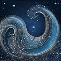 Beautiful abstract, spacial, AI generated graphic image of constellation Aquarius in blue.