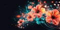 beautiful abstract teal pink orange night photo floral design background banner. generative ai AIG32