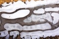 Beautiful abstract white ovals on frozen ice