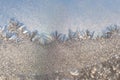 Frost pattern window hoarfrost snowflakes Royalty Free Stock Photo