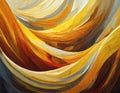 Abstract yellow orange red waves whirl background art oil painting