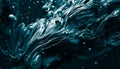 Beautiful abstraction of liquid blue paints in slow blending flow. AI generated Royalty Free Stock Photo