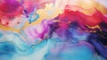 Beautiful abstraction of liquid paints in slow blending flow mixing together gently