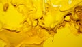 Beautiful abstraction of liquid yellow paints in slow blending flow. AI generated