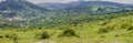 Beautiful abundant natural shades of spring green mountain. Spring colours in the mountain forest. Romania, Valea Doftanei Royalty Free Stock Photo