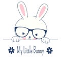 Beautiful adorable face rabbit in glasses. Cute my little bunny