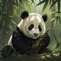 Beautiful Adorable Panda in Lush Green Background Royalty Free Stock Photo