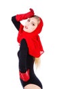 Beautiful adorable young girl red scarf Royalty Free Stock Photo