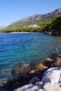 Beautiful Adriatic Sea bay with pines in Croatia Royalty Free Stock Photo