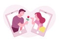 Beautiful adult couples spending ValentineÃ¢â¬â¢s Day together over video calls.