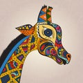 Beautiful adult Giraffe in boho. Hand drawn Illustration of ornamental giraffe. Colored giraffe on ornamental background